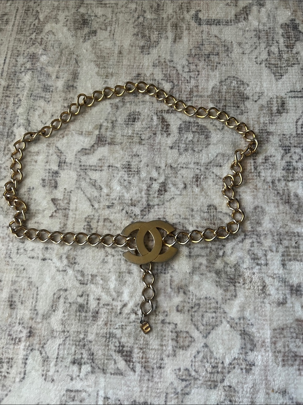 Gold-Tone Chain Belt with Interlocking CC Logo